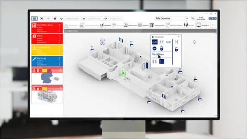 Mit myGEZE Visu können Betreiber und Facility Manager Gebäude überwachen, visualisieren und Tür-, Fenster- und Sicherheitssysteme individuell steuern.
