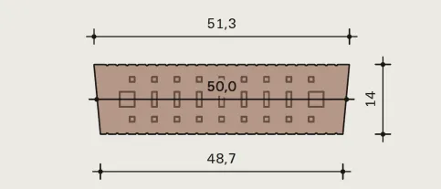 Lehmstein für Holz-Beton-Verbunddecke, Abmessungen