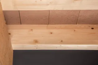 Holz-Lehm-Einhängedecke, Untersicht