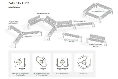 Parkbank 121 Aufstellmöglichkeiten