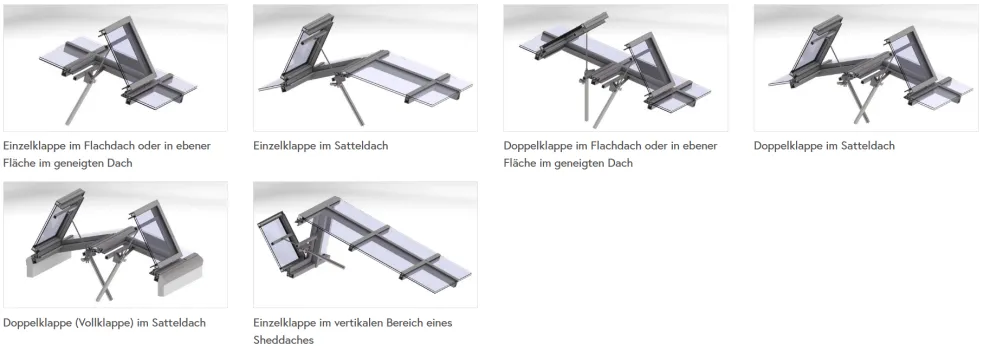 LAMILUX Rauchlift Glasdach PR60 Einbausituationen