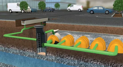 BIRCO Rigolentunnel von StormTech® – Anwendungsbesipiel