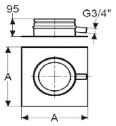 ICS Grundplatte Bodenmontage 350 mit Ablauf seitlich