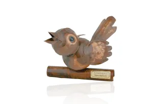 Rinnenfigur Spatz aus Kupfer