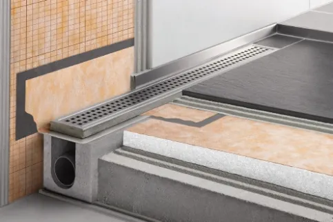 Schlüter®-KERDI-LINE-H – horizontale Entwässerung