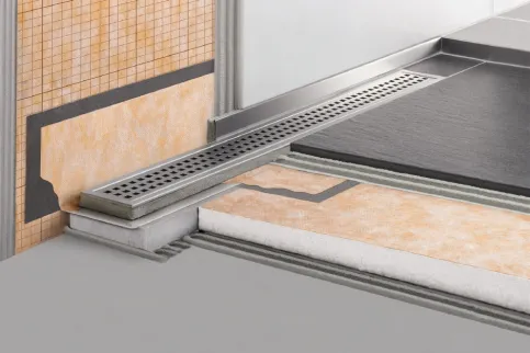 Schlüter®-KERDI-LINE-V – vertikale Entwässerung
