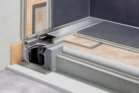 Aufbauvariante mit Schalldämmmatte Schlüter®-KERDI-LINE-SR