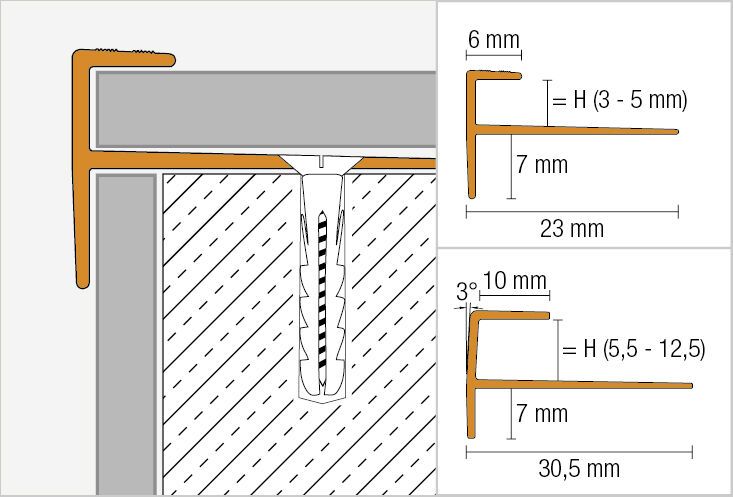 Schlüter-VINPRO-STEP 2,5m Treppenprofil H=11,0mm ABGB