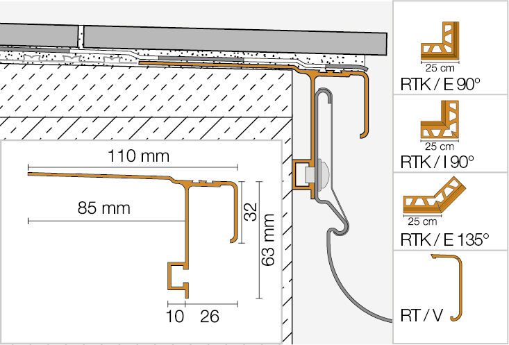 Schlüter-BARA Verbinder Randprofil div. graumetallic H=30mm