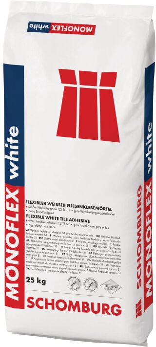 Schomburg MONOFLEX-white, Weißer, flexibler Fliesenklebemörtel