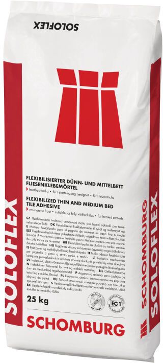 Schomburg SOLOFLEX, Flexibilisierter Dünn- und Mittelbett Fliesenklebemörtel