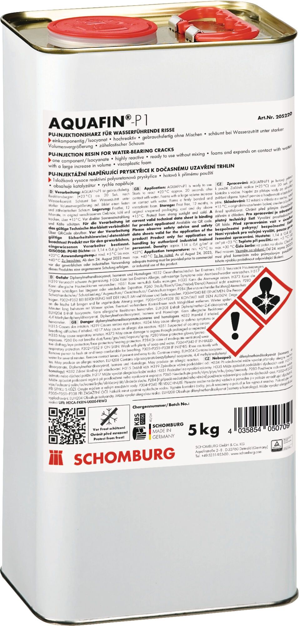 Schomburg AQUAFIN-P1, PU-Injektionsharz zur temporären Rissabdichtung, aufschäumend