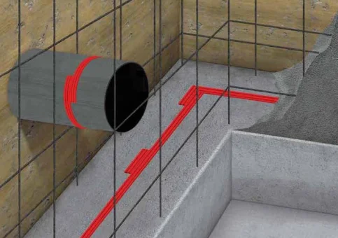 Arbeitsfugenabdichtung mittels thermoplastischem Quell- und Fugenband AQUAFIN-CJ6.