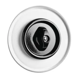 Drehschalter Bakelit® mit Einzelabdeckung Weißglas