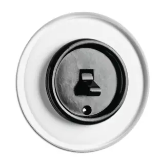 Kippschalter Bakelit® mit Einzelabdeckung Weißglas