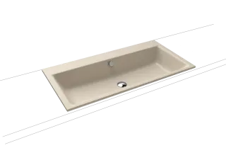 PURO EINBAUWASCHTISCH, Mod.3152 900x460mm, warm beige 20, Perl-Effekt, Antidröhn mit Überlauf, Sichtteile schwarz matt 100