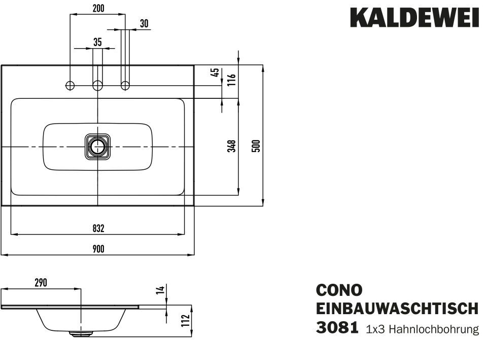 CONO EINBAUWASCHTISCH