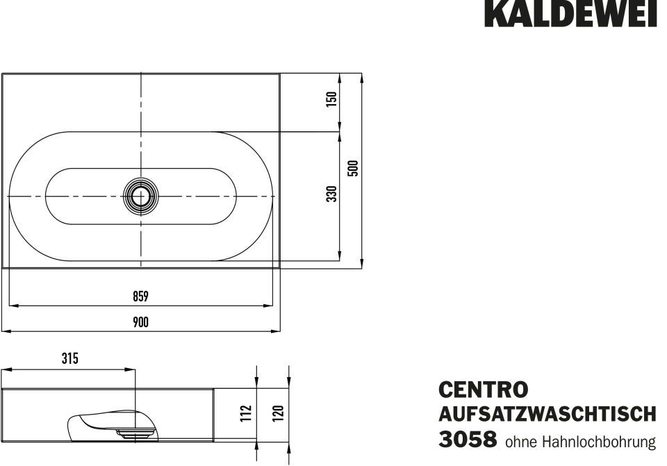 CENTRO AUFSATZWASCHTISCH (RANDHÖHE 120 MM)