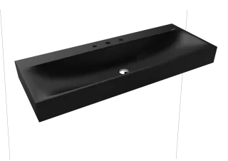 SILENIO WANDWASCHTISCH, Mod.3046 1200x460mm, cool grey 90, Perl-Effekt, Antidröhn mit 3-er Hahnlochbohrung, ohne Überlauf