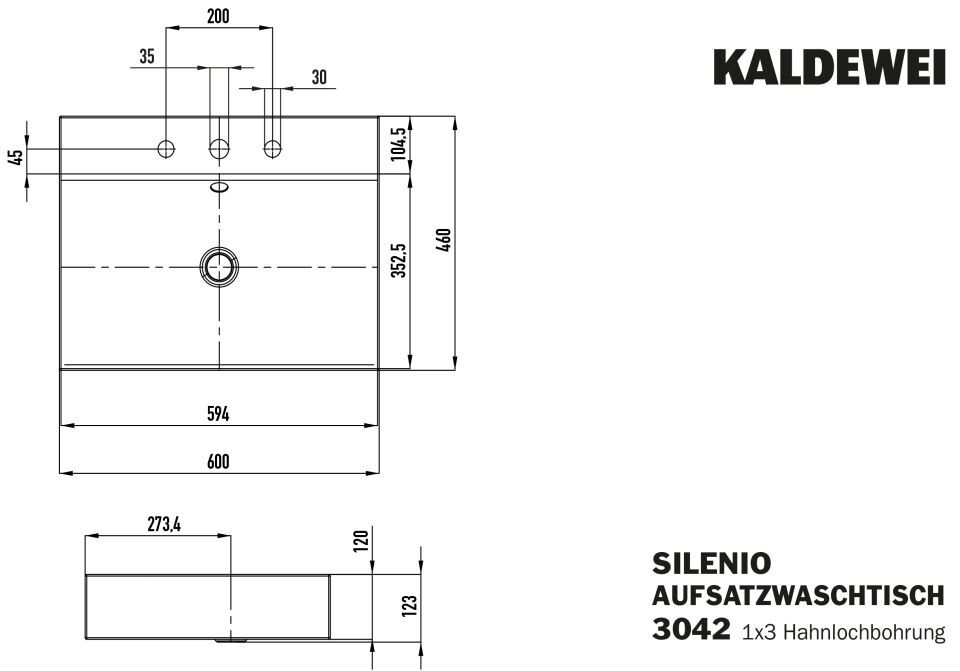 SILENIO AUFSATZWASCHTISCH (RANDHÖHE 120 MM)