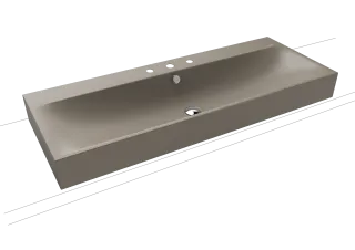 SILENIO AUFSATZWASCHTISCH (RANDHÖHE 120 MM) Aufsatzwaschtisch, Mod.3049 1200x460mm warm grey 60, Perl-Effekt, Antidröhn, mit 3-er Hahnlochbohrung
