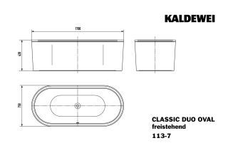 Badewanne CLASSIC DUO OVAL freistehend, Mod.113-7 1700x750mm alpinweiß, Perl-Effekt, Verkleidungsträger alpinweiß