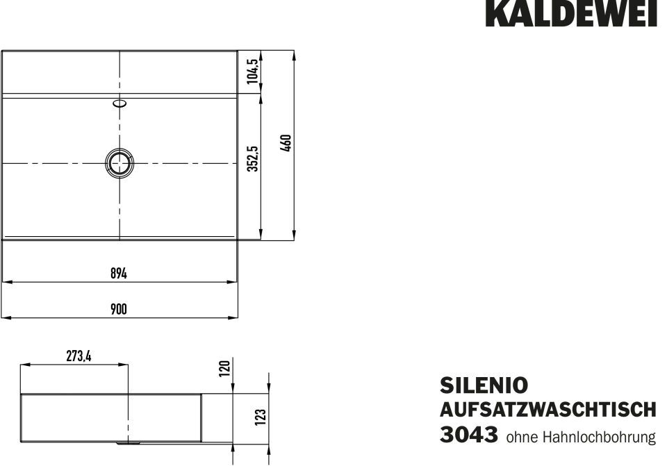 SILENIO AUFSATZWASCHTISCH (RANDHÖHE 120 MM)