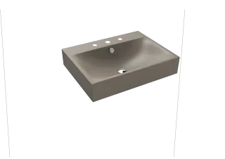 SILENIO WANDWASCHTISCH, Mod.3044 600x460mm, warm grey 60, Perl-Effekt, Antidröhn mit 3-er Hahnlochbohrung, mit Überlauf, Sichtteile chrom