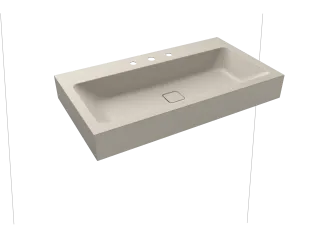 CONO WANDWASCHTISCH, Mod.3090 900x500mm, warm grey 10, Perl-Effekt, Antidröhn mit 3-er Hahnlochbohrung, ohne Überlauf