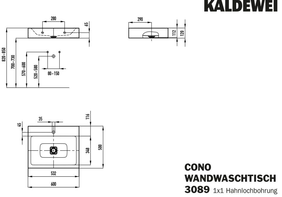 CONO WANDWASCHTISCH