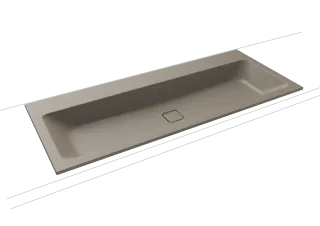 CONO EINBAU-DOPPELWASCHTISCH, Mod.3082-D 1200x500 mm, warm grey 60, Perl-Effekt, Antidröhn mit 2x3- er Hahnlochborhung für Doppelwaschtisch, ohne Überlauf