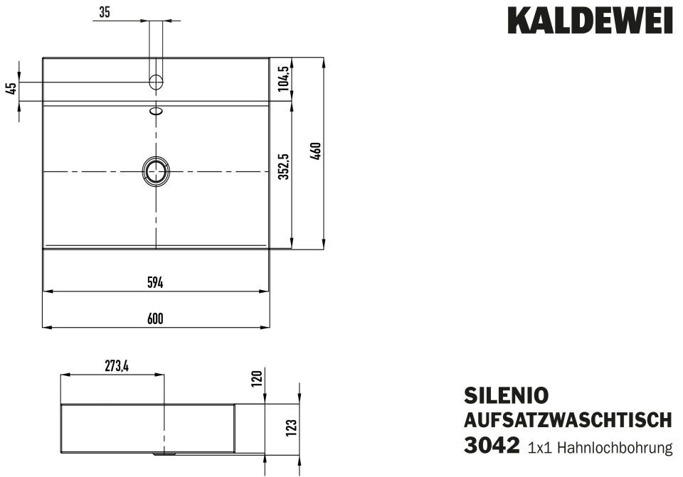 SILENIO AUFSATZWASCHTISCH (RANDHÖHE 120 MM)