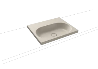 CENTRO AUFSATZWASCHTISCH (RANDHÖHE 40MM), Mod.3055 600x500mm, warm grey 10, Perl-Effekt, Antidröhn ohne Überlauf
