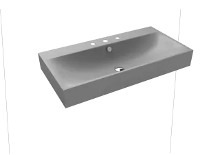 SILENIO WANDWASCHTISCH, Mod.3045 900x460mm, cool grey 30, Perl-Effekt, Antidröhn mit 3-er Hahnlochbohrung, mit Überlauf, Sichtteile chrom