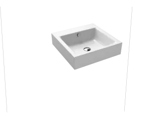 PURO WANDWASCHTISCH, Mod.3163 460x460mm, alpinweiß , Perl-Effekt, Antidröhn mit 3-er Hahnlochbohrung, mit Überlauf, Sichtteile alpinweiß