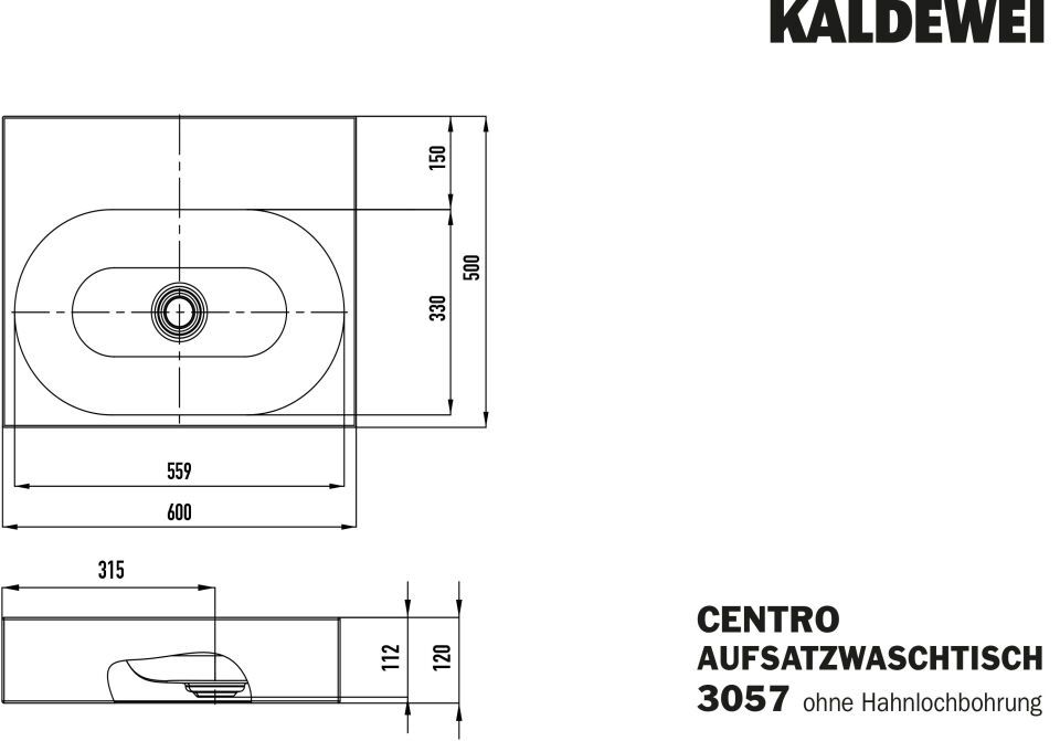 CENTRO AUFSATZWASCHTISCH (RANDHÖHE 120 MM)