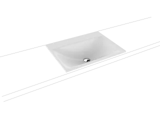 SILENIO EINBAUWASCHTISCH, Mod.3037 600x460mm, alpinweiß matt, Perl-Effekt, Antidröhn mit 1-er Hahnlochbohrung, mit Überlauf, Sichtteile chrom