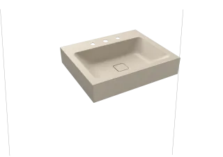 CONO WANDWASCHTISCH, Mod.3089 600x500mm, warm beige 20, Perl-Effekt, Antidröhn mit 3-er Hahnlochbohrung, ohne Überlauf