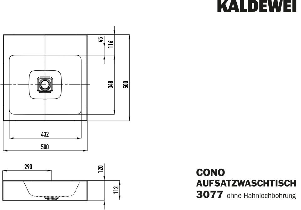 CONO AUFSATZWASCHTISCH (RANDHÖHE 120 MM)