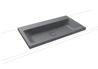 CONO AUFSATZWASCHTISCH (RANDHÖHE 40 MM), Mod.3084 900x500mm, cool grey 70, Perl-Effekt, Antidröhn ohne Überlauf
