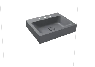 CONO WANDWASCHTISCH, Mod.3089 600x500mm, cool grey 70, Perl-Effekt, Antidröhn mit 3-er Hahnlochbohrung, ohne Überlauf