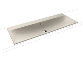 SILENIO EINBAU-DOPPELWASCHTISCH, Mod.3039-D 1200x 460mm, warm grey 10, Perl-Effekt, Antidröhn mit 2x 1-er Hahnlochbohrung für Doppelwaschtisch, mit Überlauf, Sichtteile chrom