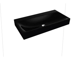 SILENIO WANDWASCHTISCH, Mod.3045 900x460mm, schwarz, Perl-Effekt, Antidröhn mit 3-er Hahnlochbohrung, mit Überlauf, Sichtteile alpinweiß