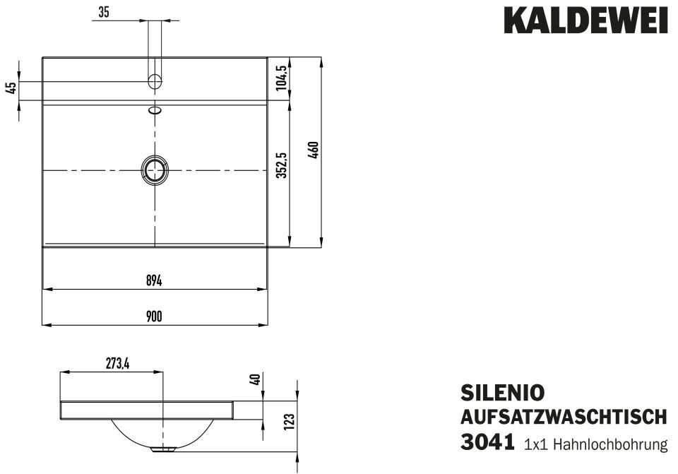 SILENIO AUFSATZWASCHTISCH (RANDHÖHE 40 MM)