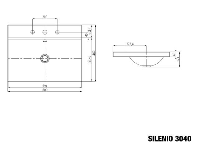 SILENIO AUFSATZWASCHTISCH (RANDHÖHE 40 MM)