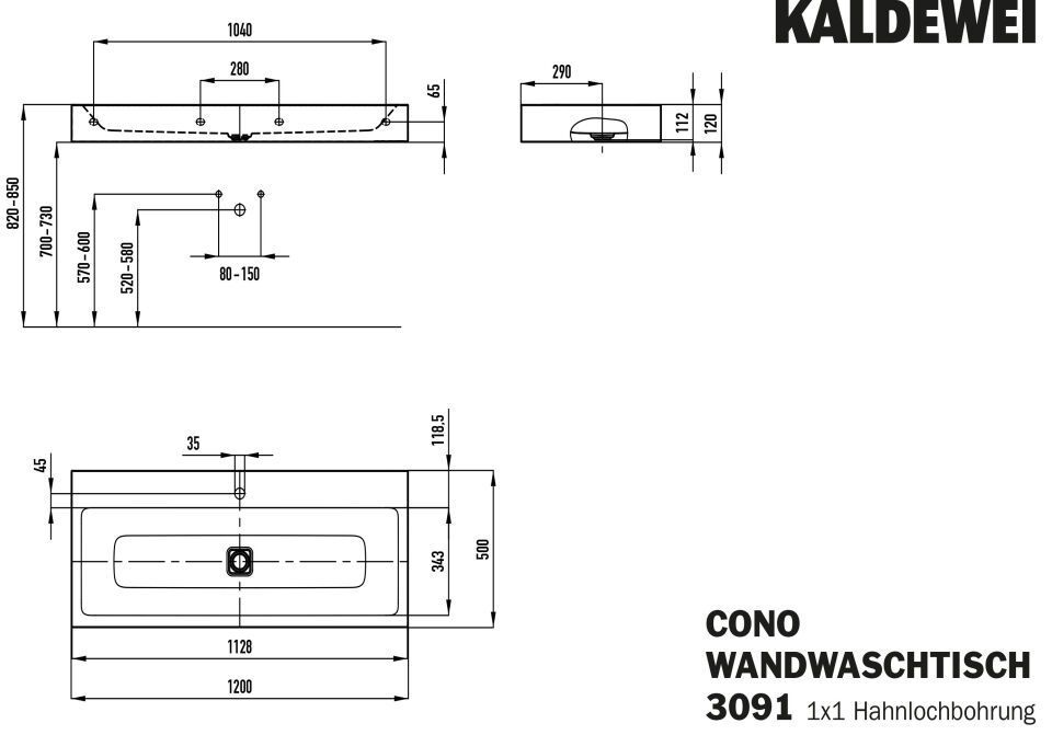 CONO WANDWASCHTISCH