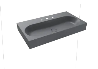 CENTRO WANDWASCHTISCH, Mod.3062 900x500mm, cool grey 70, Perl-Effekt, Antidröhn mit 3-er Hahnlochbohrung, ohne Überlauf
