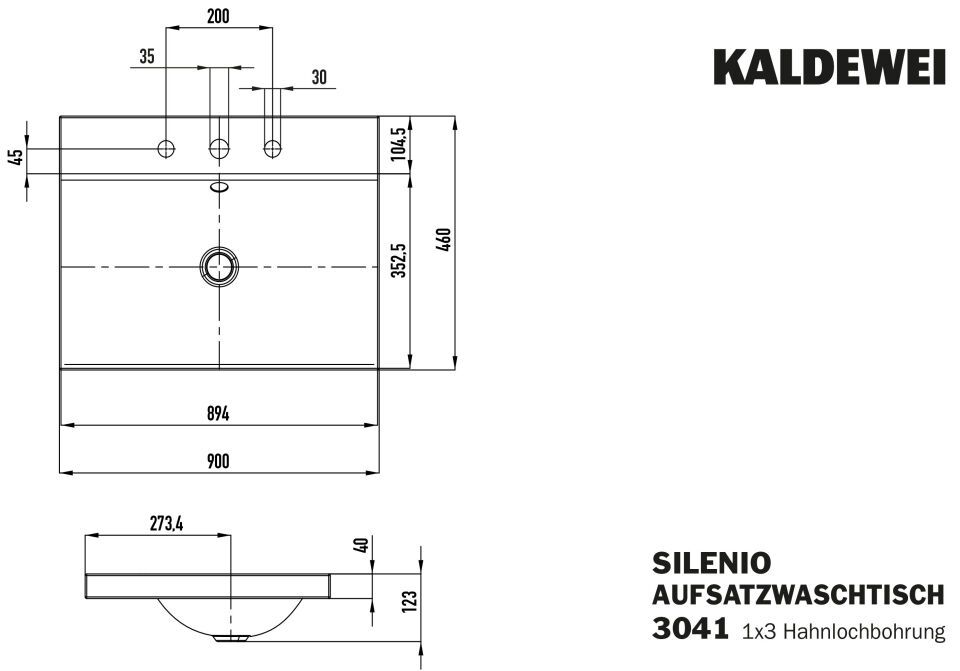 SILENIO AUFSATZWASCHTISCH (RANDHÖHE 40 MM)