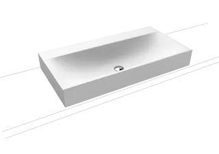 SILENIO AUFSATZWASCHTISCH (RANDHÖHE 120 MM), Mod.3043 900x460mm, alpinweiß matt, Perl-Effekt, Antidröhn ohne Überlauf