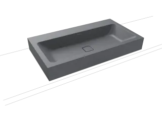 CONO AUFSATZWASCHTISCH (RANDHÖHE 120 MM), Mod.3086 900x500mm, cool grey 70, Perl-Effekt, Antidröhn ohne Überlauf